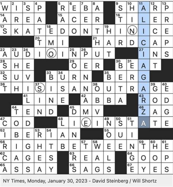 Kia sedan Crossword Clue LA Times